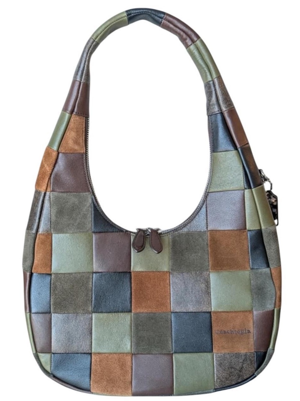 Coach Coachtopia Alter Ego Crescent Shoulder Checkerboard Suede Leather Bag NWT